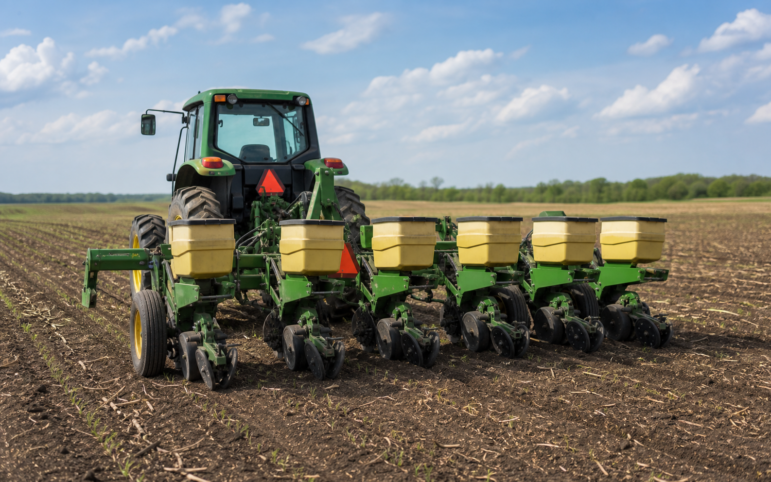Agricultural planter equipment in a field